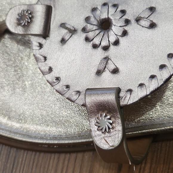 Jack Rogers Casual Collins Footbed Sandal Platinum Matte Gold Leather Size 9 - Picture 7 of 8